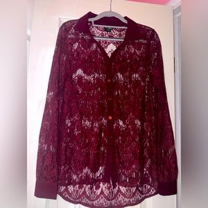 Maroon Laced Long Sleeve